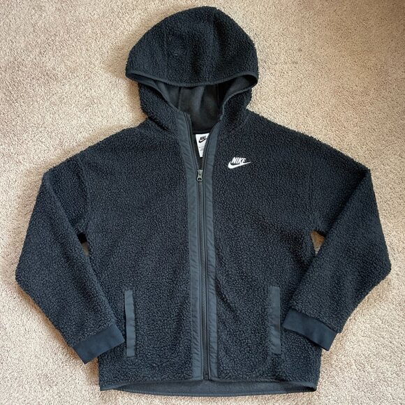 Nike Sportswear Club Fleece Full-Zip Winterized Hoodie Big Kids Large Black